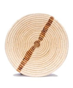 KAZI Large Banana Bark Striped Round Basket