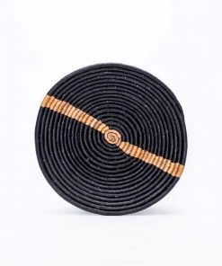 KAZI Large Banana Striped Black Round Basket