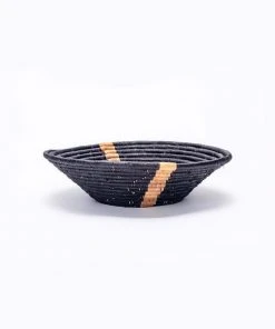 KAZI Large Banana Striped Black Round Basket