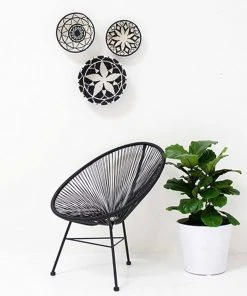 KAZI Large Black + White Thousand Hills Round Basket Home Goods