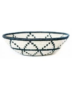 KAZI Large Black + White Thousand Hills Round Basket Home Goods