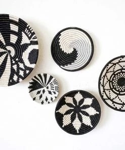 KAZI Large Black + White Thousand Hills Round Basket Home Goods