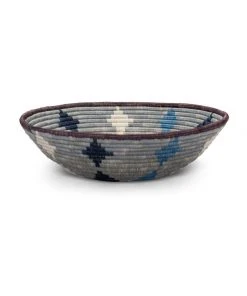 KAZI Large Blue Diamond Round Basket Home Goods 1 KAZI Large Blue Diamond Round Basket Home Goods
