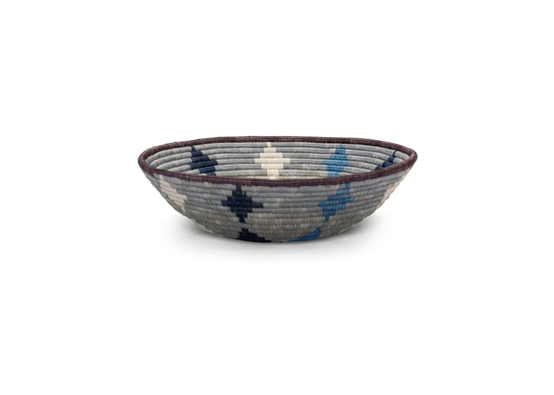 KAZI Large Blue Diamond Round Basket Home Goods KAZI Large Blue Diamond Round Basket Home Goods