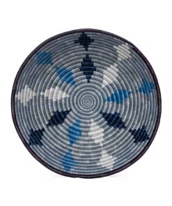 KAZI Large Blue Diamond Round Basket Home Goods