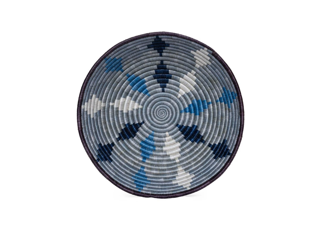 KAZI Large Blue Diamond Round Basket Home Goods KAZI Large Blue Diamond Round Basket Home Goods