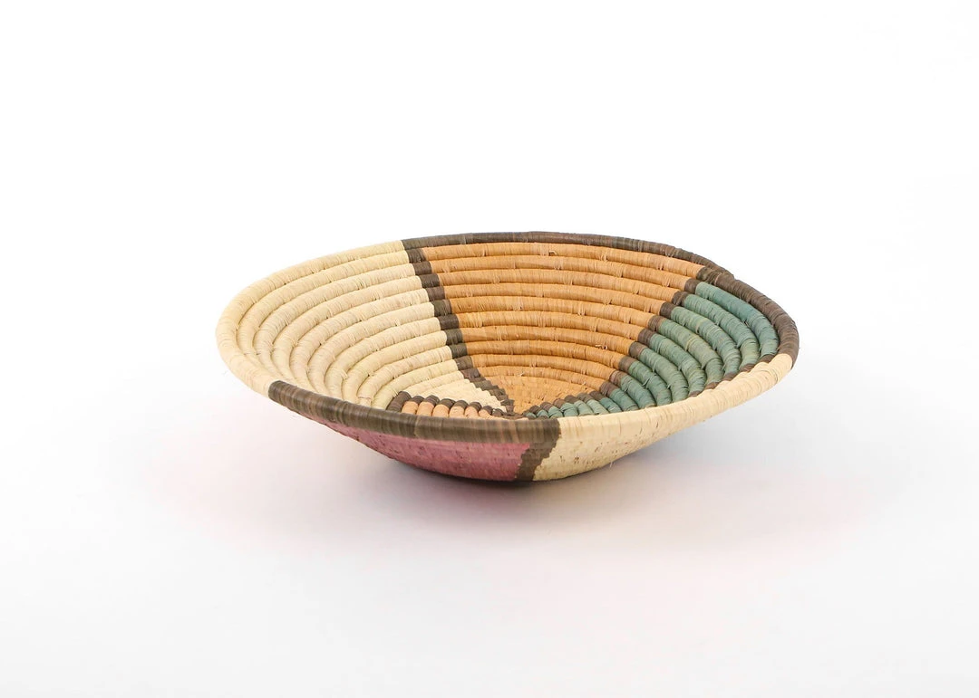 KAZI Home Goods Large Lilac + Neutrals Round Basket KAZI Home Goods Large Lilac + Neutrals Round Basket