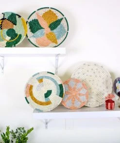 KAZI Home Goods Large Metallic Floret Geo Round Basket