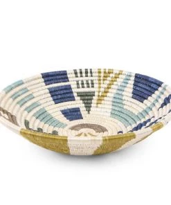 KAZI Home Goods Large Silver Blue Biko Round Basket