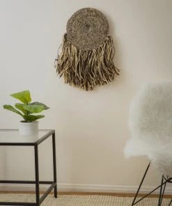 KAZI Home Goods Small Black Woven Wall Disc Art