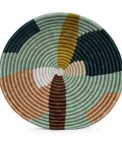 KAZI Abstract Seafoam Extra Large Round Basket