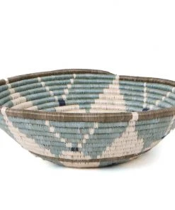 KAZI Home Goods Extra Large Silver Blue Hope Round Basket