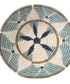 KAZI Home Goods Extra Large Silver Blue Hope Round Basket