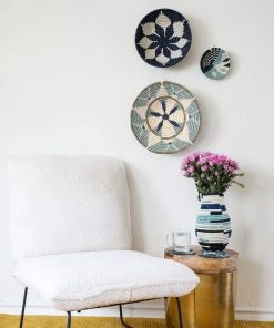 KAZI Home Goods Extra Large Silver Blue Hope Round Basket