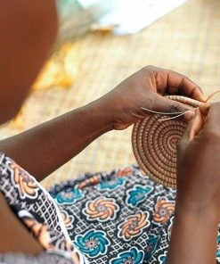 KAZI Home Goods Extra Large Silver Blue Hope Round Basket