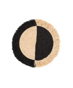 KAZI Small Black Half Moon Fringed Wall Disc Home Goods
