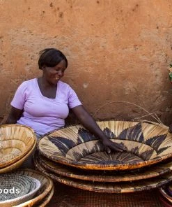 KAZI Home Goods Large Cocoa Sanaa Woven Wall Plate