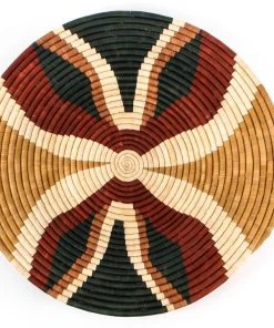 KAZI Large Forest Green + Burgundy Tabia Woven Wall Plate Home Goods
