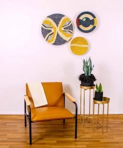 KAZI Large Opal Gray + Mustard Tabia Wall Plate Home Goods