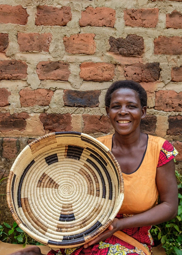 KAZI Home Goods Banana Bark Blocked Catch All Basket KAZI Home Goods Banana Bark Blocked Catch All Basket