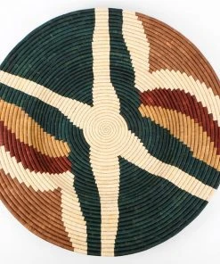 KAZI Home Goods Jumbo Forest Green + Burgundy Tabia Woven Wall Plate