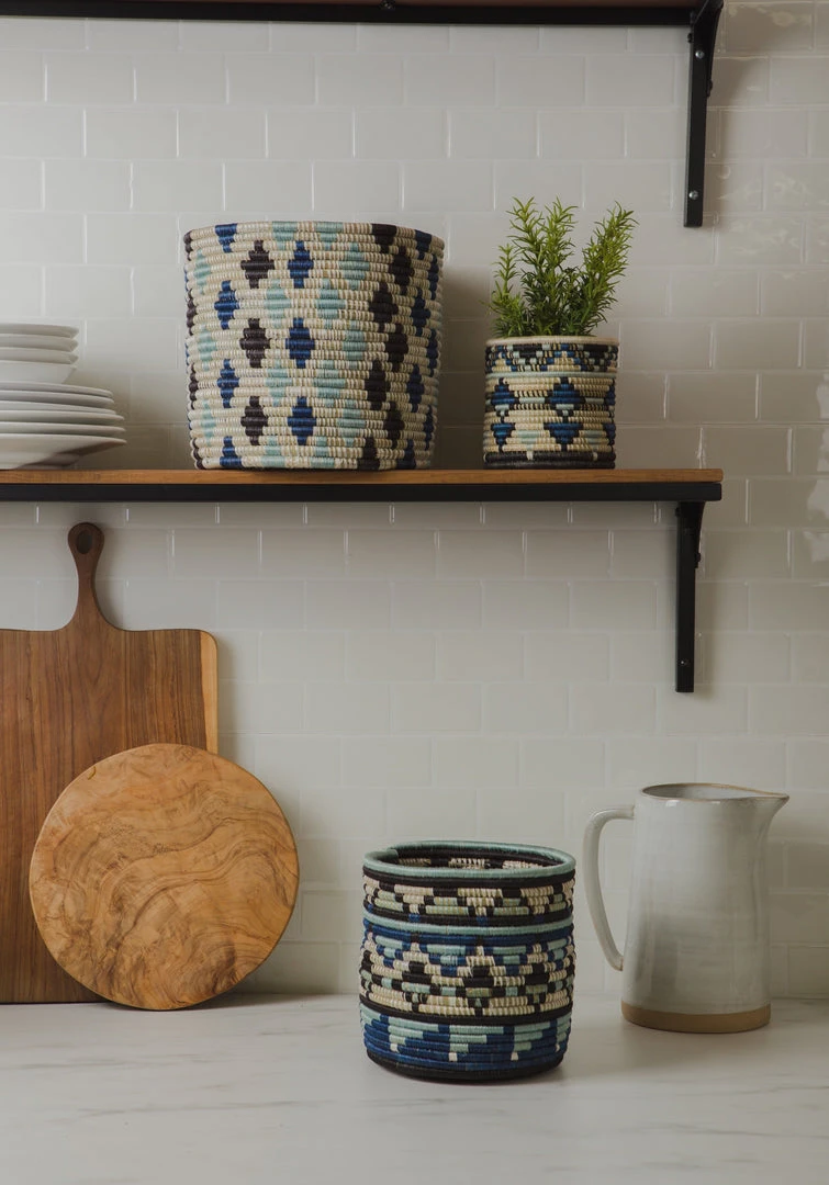 KAZI Small Silver Blue Planter Home Goods KAZI Small Silver Blue Planter Home Goods