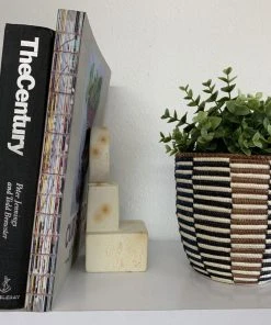 KAZI Home Goods Brown + Black Checkered Planter