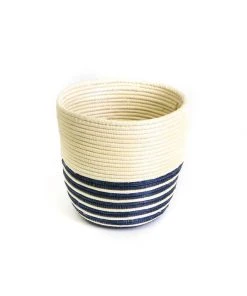 KAZI Natural + Navy Striped Planter