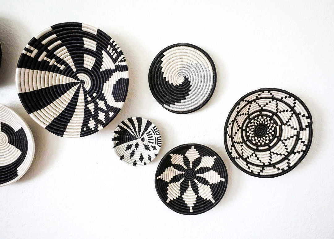 KAZI Small Black + White Fani Round Basket Home Goods 2 KAZI Small Black + White Fani Round Basket Home Goods