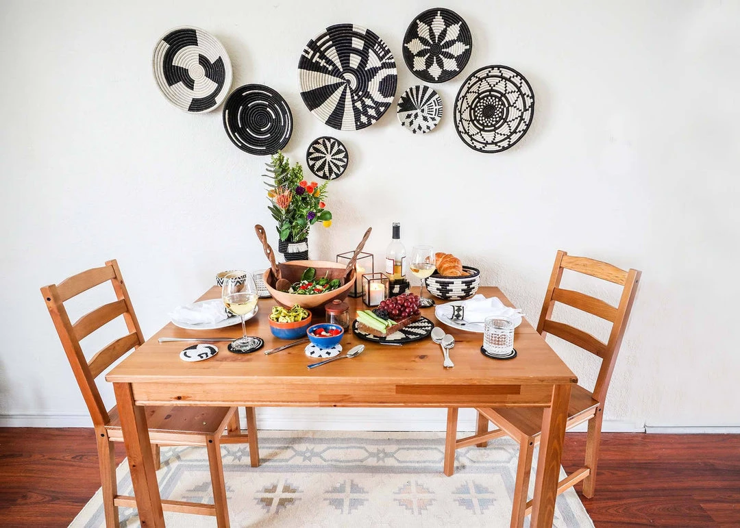 KAZI Home Goods Small Black + White Virunga Round Basket KAZI Home Goods Small Black + White Virunga Round Basket