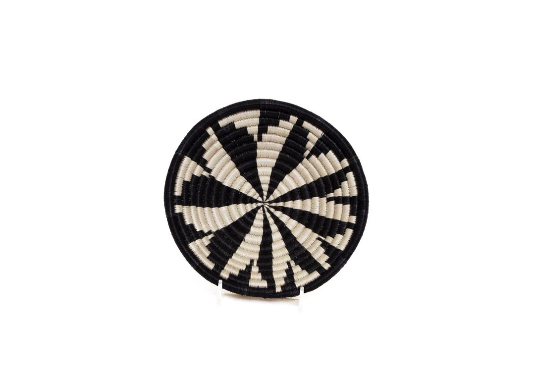 KAZI Home Goods Small Black + White Virunga Round Basket KAZI Home Goods Small Black + White Virunga Round Basket