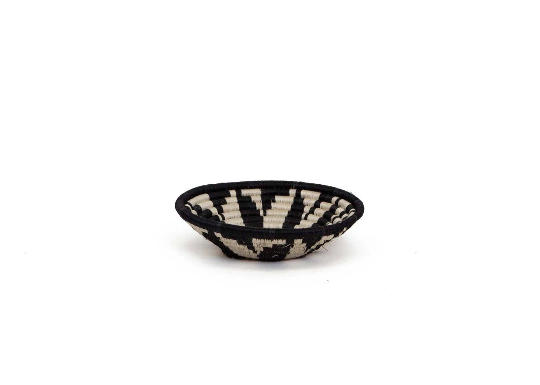KAZI Home Goods Small Black + White Virunga Round Basket KAZI Home Goods Small Black + White Virunga Round Basket