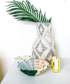 KAZI Small Metallic Floret Fani Round Basket Home Goods