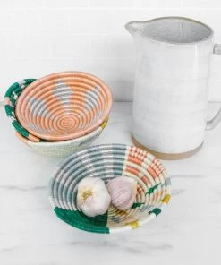 KAZI Small Metallic Floret Fani Round Basket Home Goods