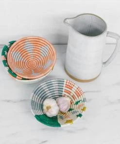 KAZI Small Metallic Peached Round Basket