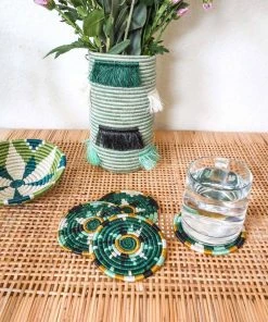 KAZI Small Pastel Green Round Basket Home Goods