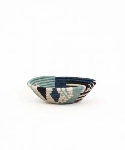 KAZI Small Silver Blue Biko Round Basket