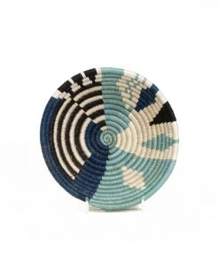 KAZI Small Silver Blue Biko Round Basket