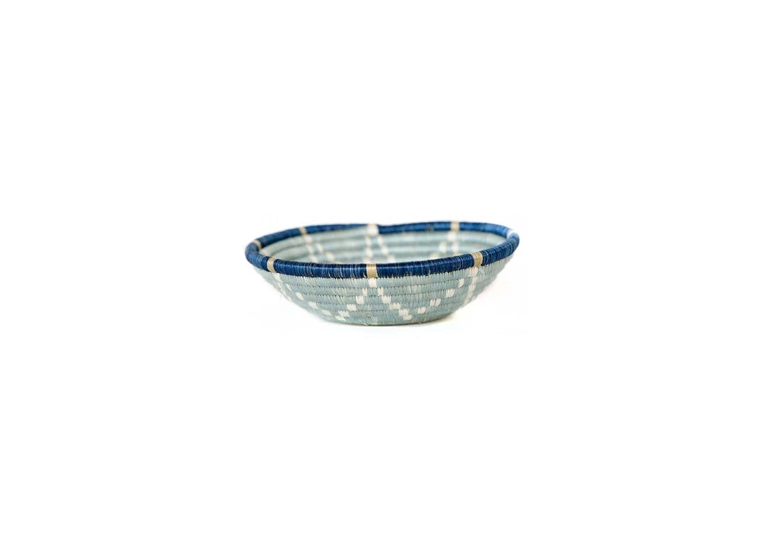 KAZI Small Silver Blue + Ficelle Round Basket Home Goods KAZI Small Silver Blue + Ficelle Round Basket Home Goods