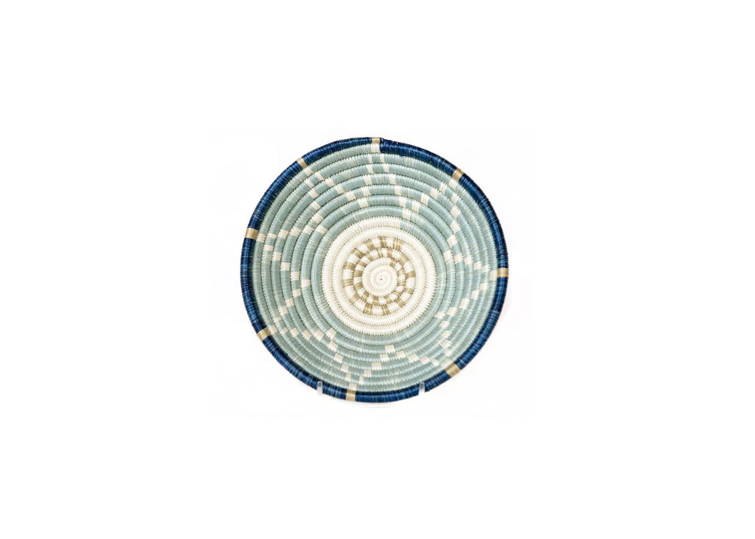 KAZI Small Silver Blue + Ficelle Round Basket Home Goods KAZI Small Silver Blue + Ficelle Round Basket Home Goods