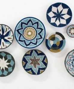 KAZI Small Silver Blue + Ficelle Round Basket Home Goods 2 KAZI Small Silver Blue + Ficelle Round Basket Home Goods