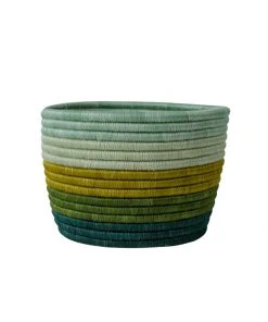 KAZI Home Goods Shades Of Green Striped Tapered Planter
