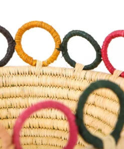 KAZI Home Goods Medium Mod Rainbow Hooped Raffia Catch All