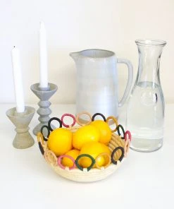 KAZI Home Goods Medium Mod Rainbow Hooped Raffia Catch All