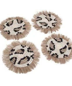 KAZI Kitchen + Dining Animal Print Fringed Coasters