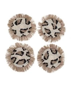 KAZI Kitchen + Dining Animal Print Fringed Coasters