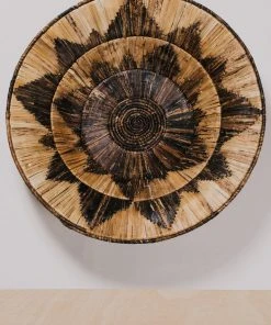 KAZI Home Goods Banana Bark And Raffia Jumbo Wall Bowl