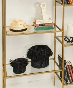 KAZI Black Fringed Large Catch All Home Goods