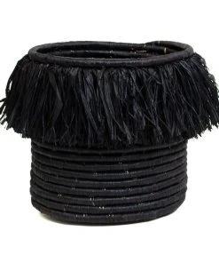 KAZI Black Fringed Large Catch All Home Goods