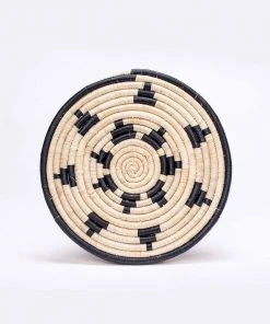 KAZI Home Goods Black + Natural Raffia Cake Stand
